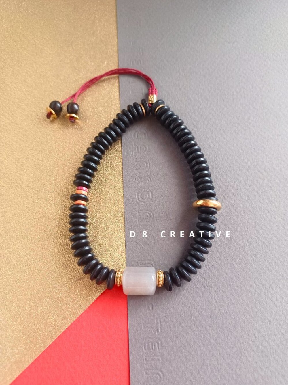 New unisex design natural coconut wood with moonstone handwoven bracelet